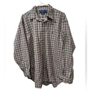 Ralph Lauren Blake Plaid Button-Down Shirt L Long Sleeve 100% Cotton Red Green